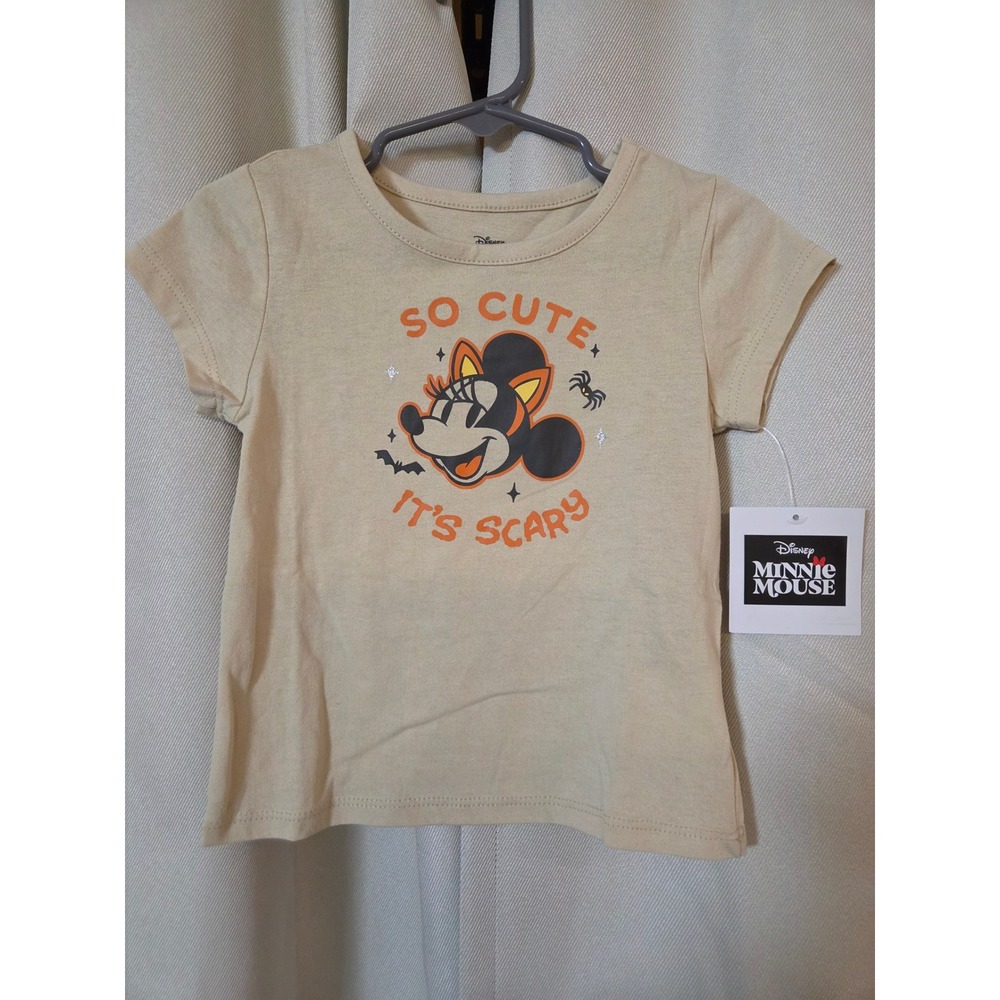 Disney Minnie Mouse Halloween Graphic T-Shirt Tan 3T So Cute Its Scary NWT
